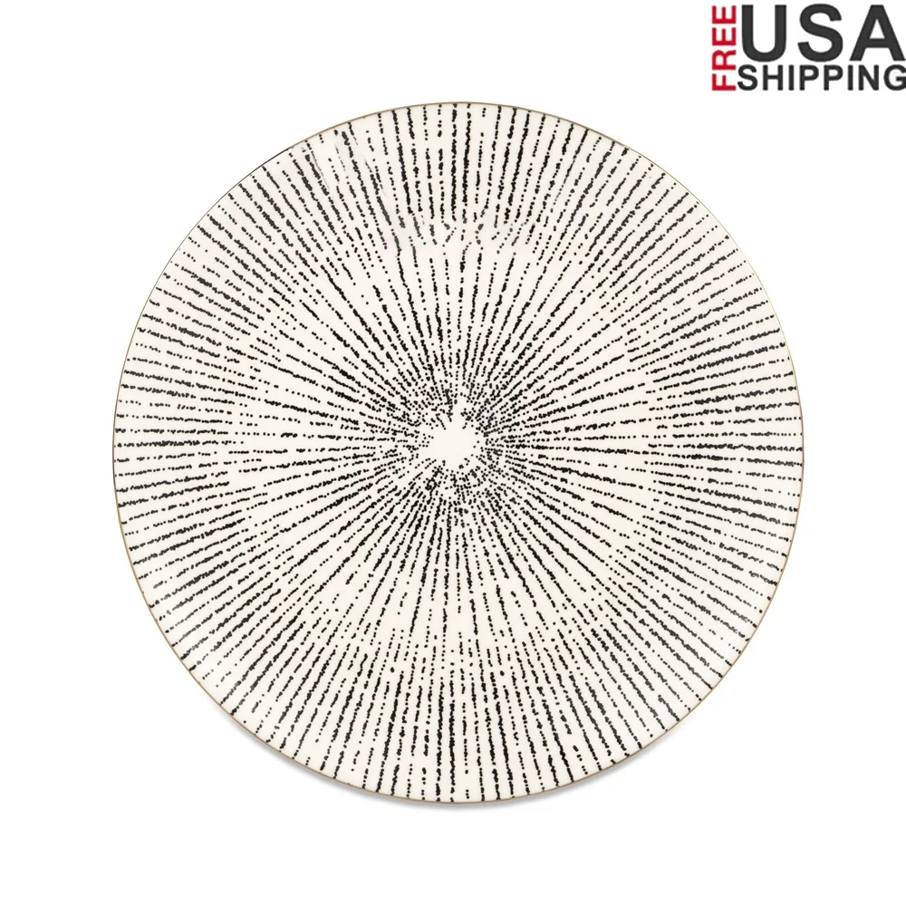 طبق سلطة من الخزف الحجري طبق تقديم دائري متين أنيق نمط فريد من نوعه سلطات مثالية المقبلات الحلويات آمنة للاستخدام في غسالة الأطباق 8 بوصة