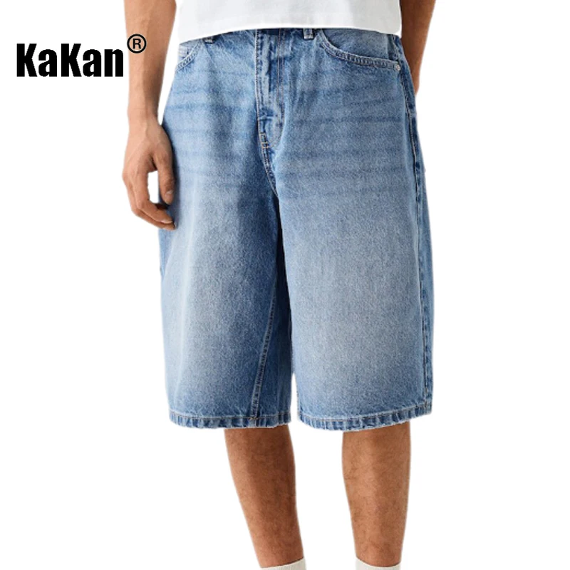 

Kakan - новые мужские короткие джинсы, летние джинсы четверть длины Y2k, мужские джинсы бренда
