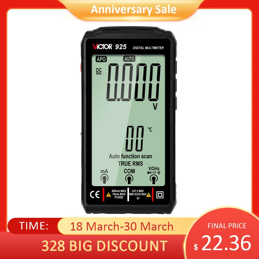 Victor 925 Multímetro Digital Tela Cheia 10000 Contagens Display Lcd Ncv Diodo 500mah Lithlum Bateria Frequence Novo Testador Inteligente