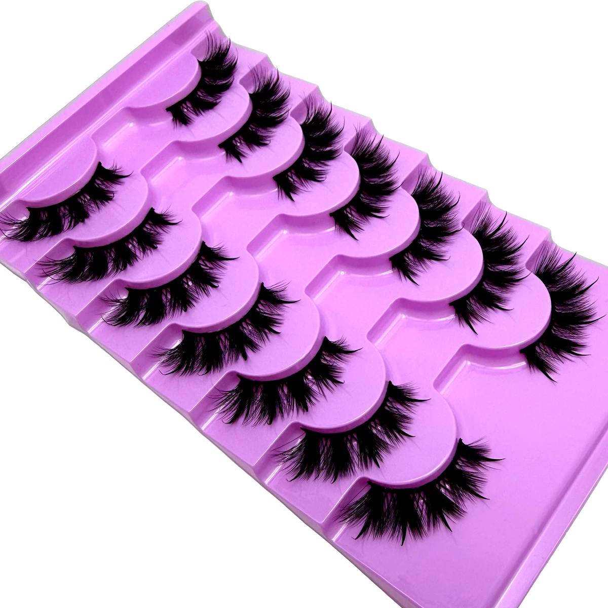 Neue 7 Paar Manga-Wimpern, natürliche Faux-Mink-Wimpern, spitz zulaufend, dicht, natürlich, volle Streifenwimpern, neue Make-up-Wimpern, flauschige Mink-Wimpern – Detail 12