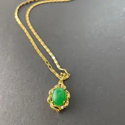 24k Gold Plated Necklace Jade Pendant Necklace For A Woman Engagement Jewelry Gift To Her Mother