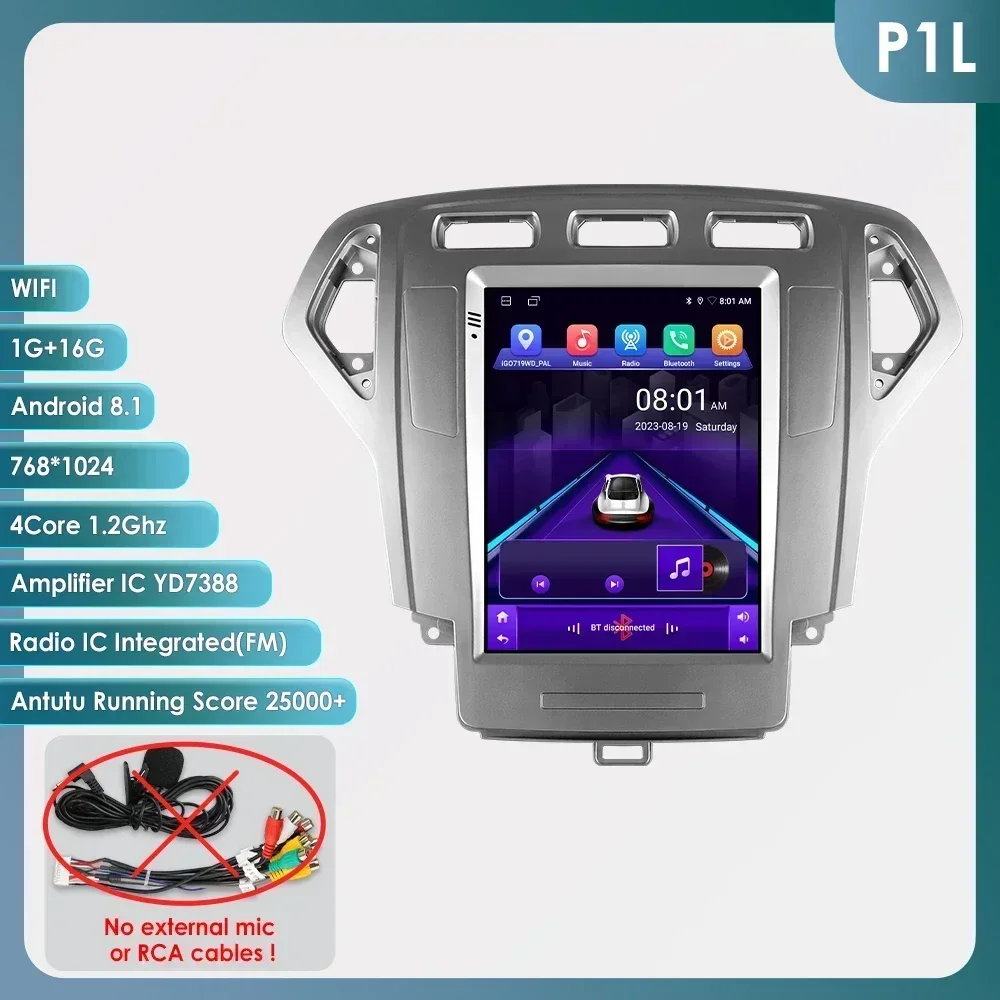 Carplay 4G-LTE Android 14 voor Ford Mondeo 4 2006-2010 9.7 ''Scherm Autoradio Multimedia Video Navigatie GPS Audio