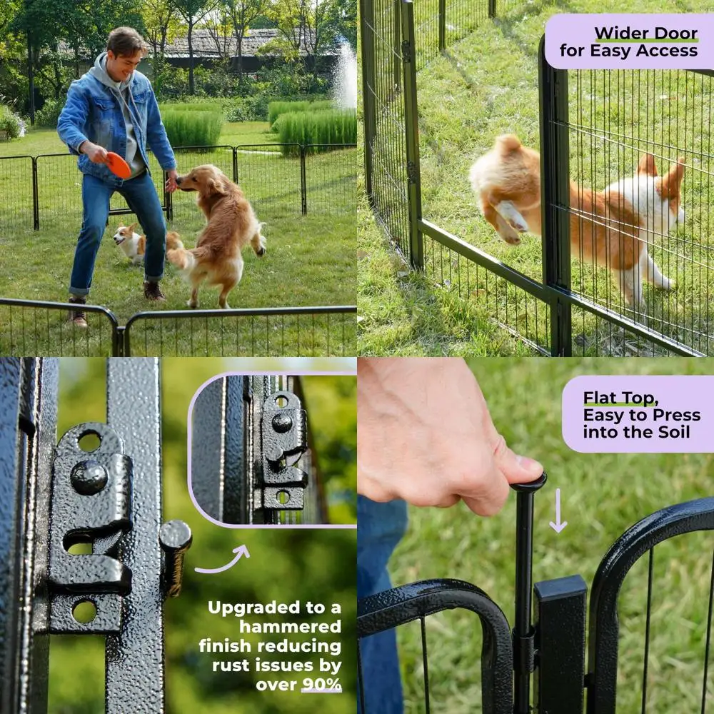 

Sturdy 24 8-Panel Outdoor Dog Playpen for Small Dogs and Puppies, Safe Indoor Fence, Black