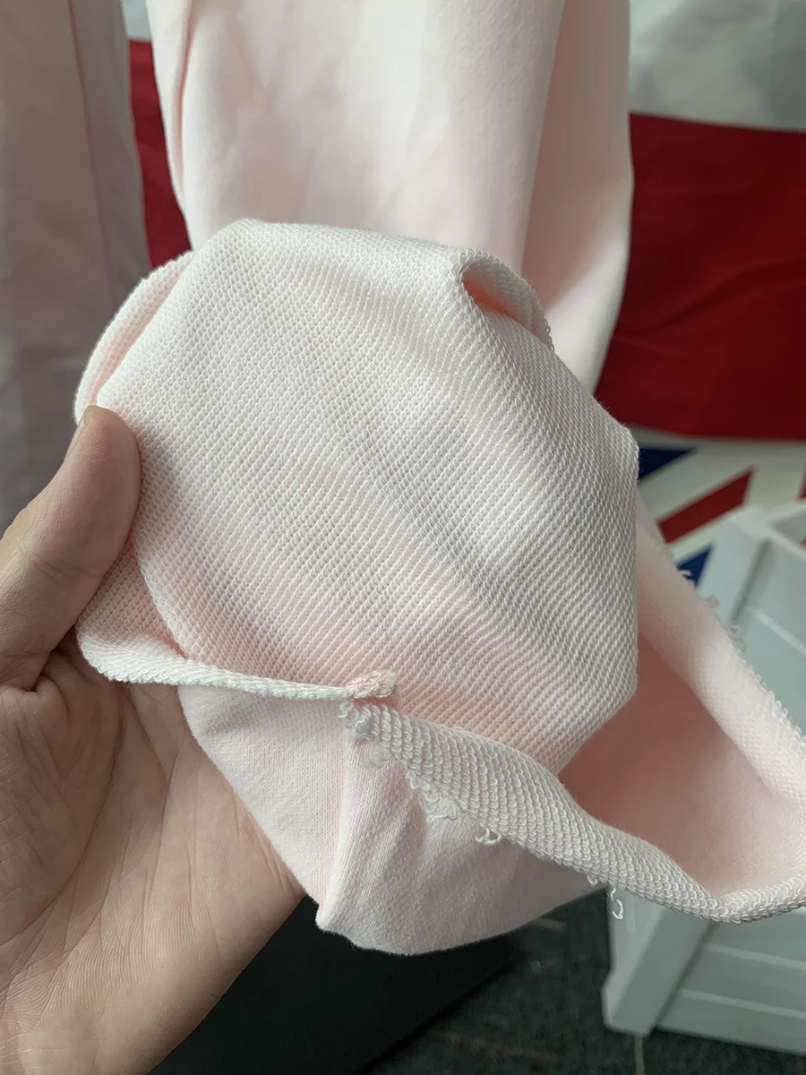 Neue hellrosa Jogginghose mit Kordelzug für Damen, Frühling, roher Saum, niedrige Taille, gerade lange Hose, lässige All-Match-Sporthose aus Baumwolle – Detail 11