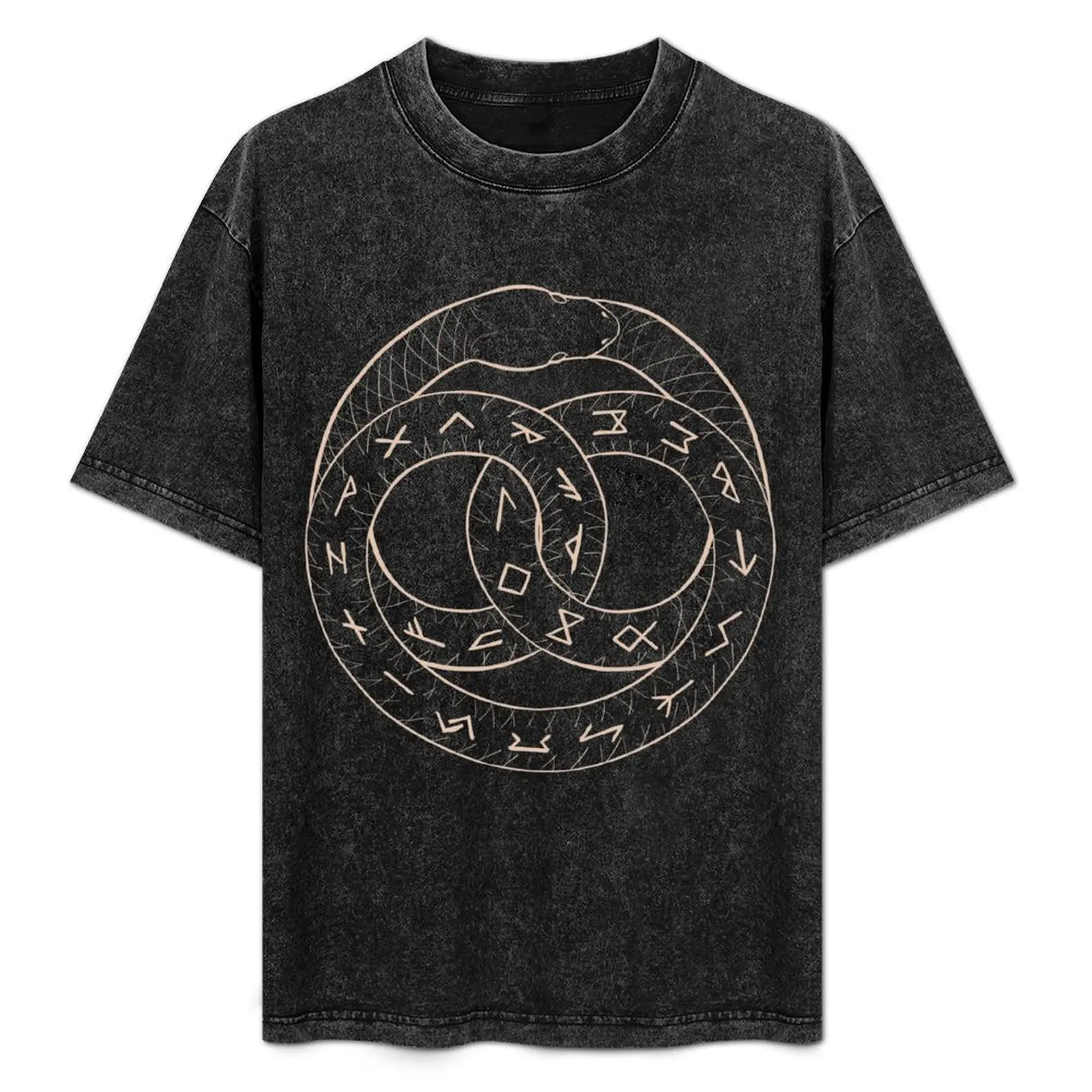 

Ouroboros with Runes T-Shirt Fashion Print Casual Short Sleeve