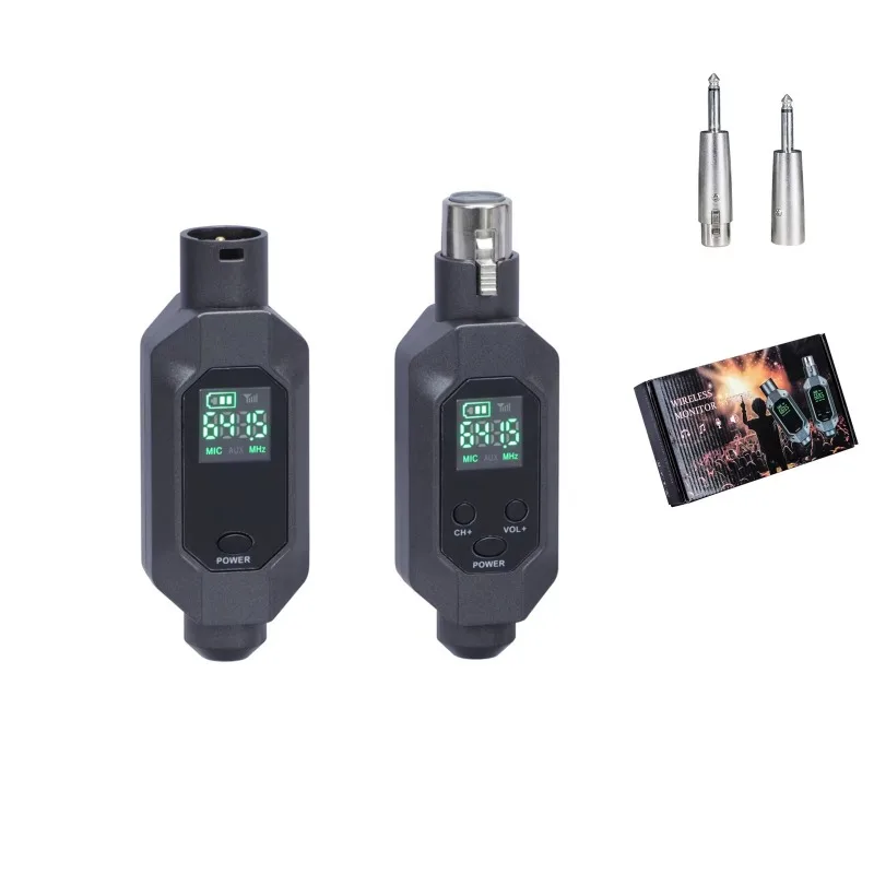 New plastic 1-channel UHF XLR transmitter converter Wired wireless microphone adapter supports 5V/48V can be used
