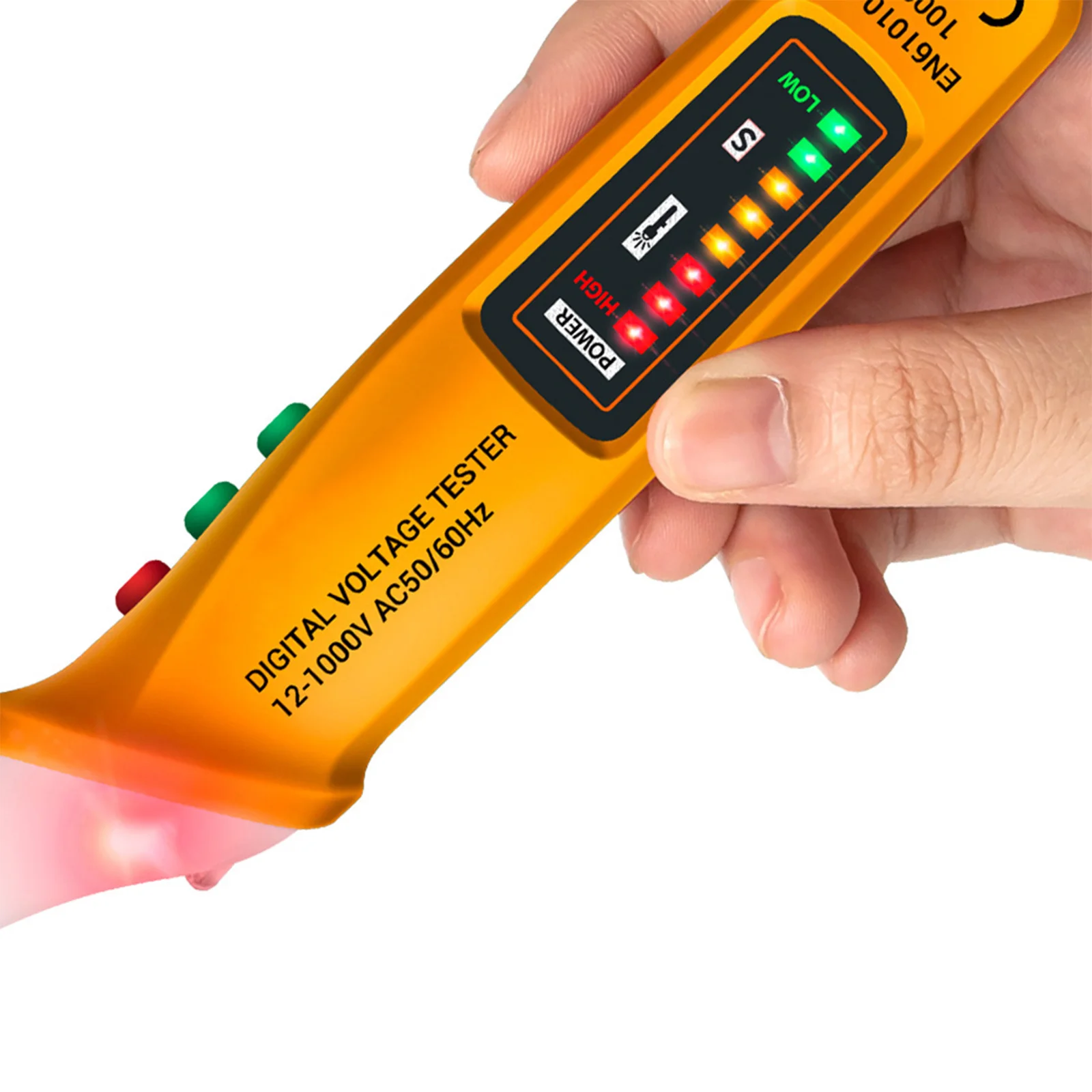 

Compact Voltage Tester Pen 12V-250V Non-Contact Electricity Detection Pen Flashlight Built-In Portable Pocket Size For