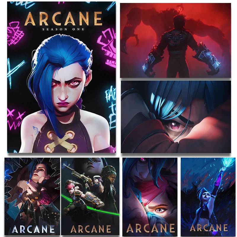 A-Arcane Season 2 Animation Poster Classic Jinx and Vi Character Prints Canvas Painting Wall Art Picture Home Living Room Decor