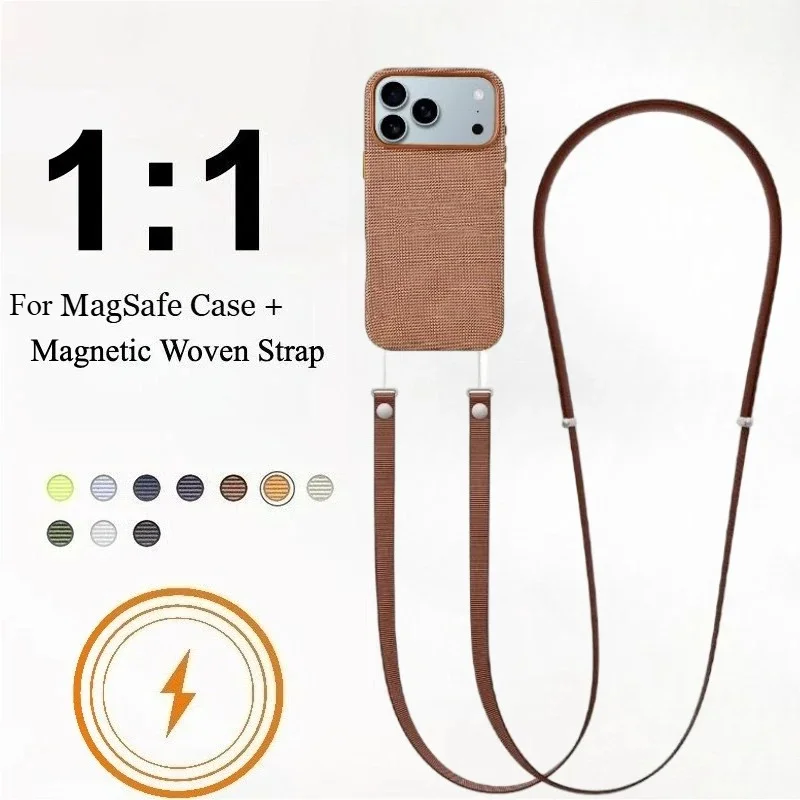 

For Official Original For MagSafe Techwoven Case with Magnetic Woven Strap Lanyard for IPhone 17 Pro Max Wireless Charging Cover