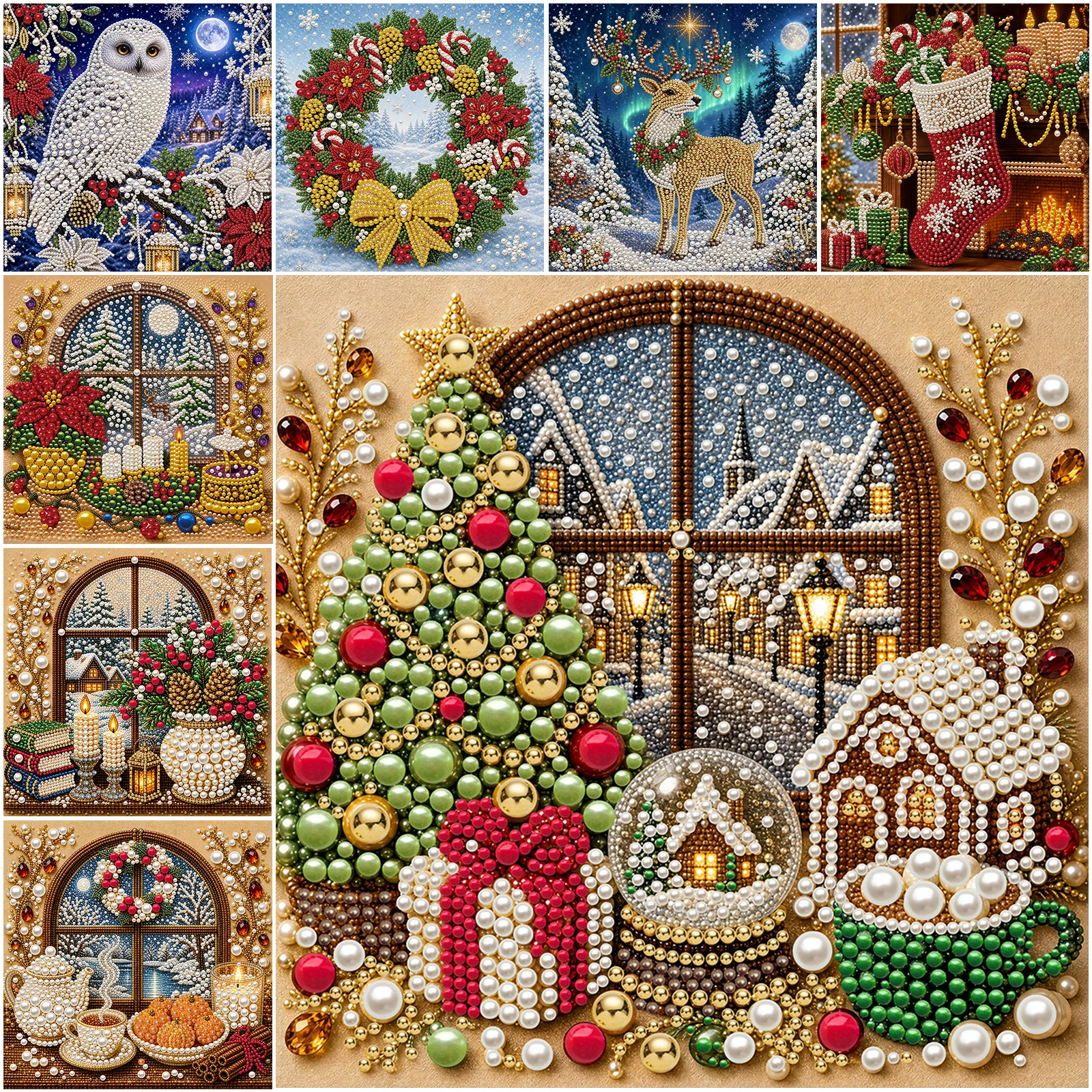 Art Craft Winter - 액자형 DIY 진주 페인팅 키트 20x20cm