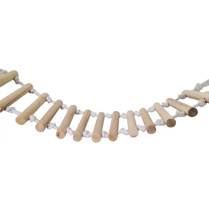 ของเล่นนก Swing Perch สำหรับนกแก้วขนาดกลางสะพานไม้ธรรมชาติ Parrot ปีนเชือกบันไดสำหรับ Budgies Lovebirds Dropship