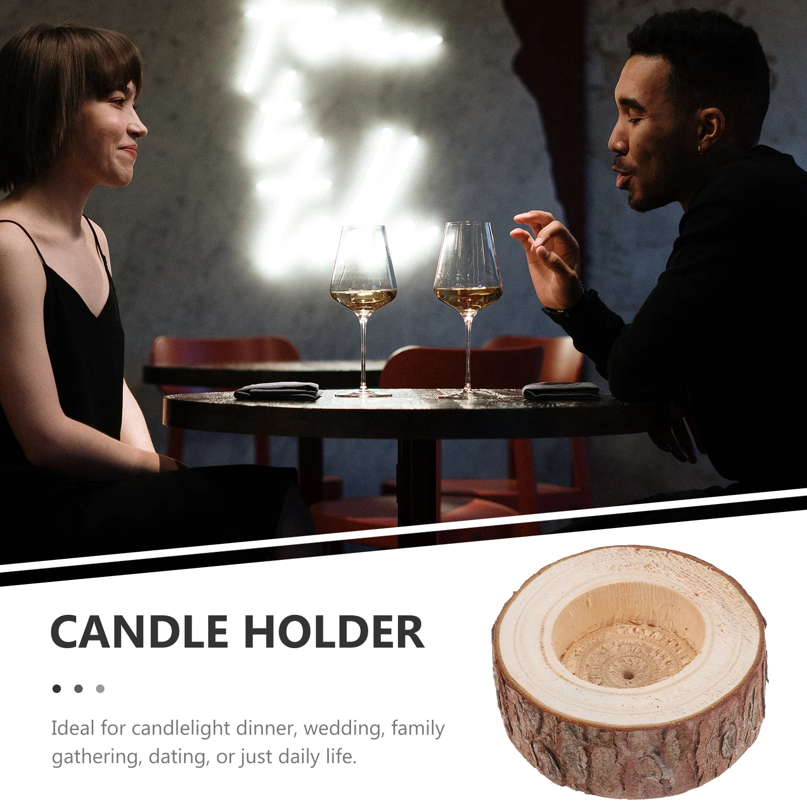 

5Pcs Wooden Stump Holders Candlestick Set Vintage Photography Props Home Decoration Wedding Dinner Party