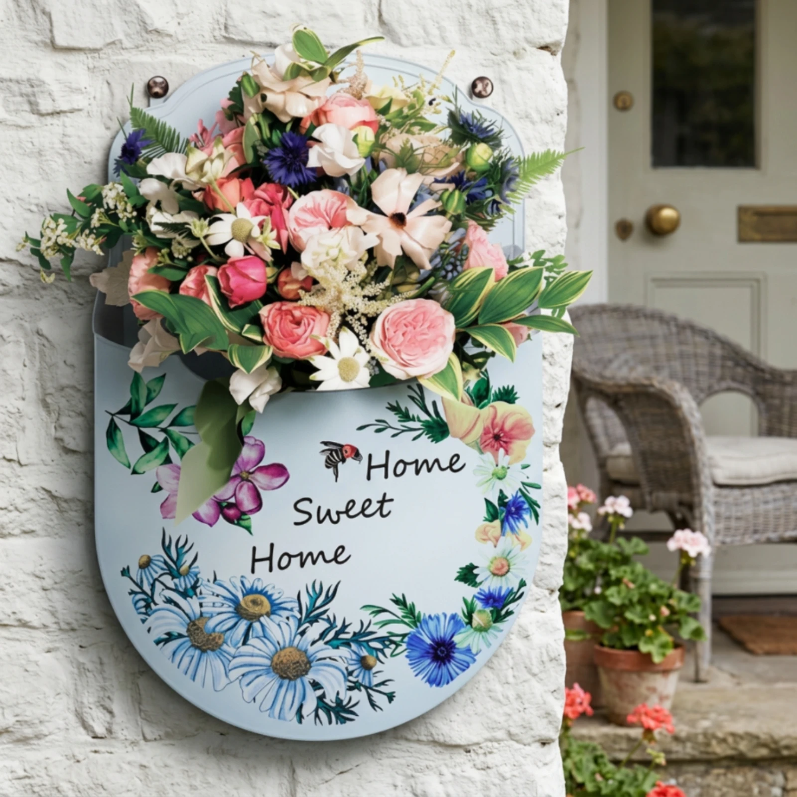 Mailbox with Lock Lockable Letterbox with Key Wall Mount Mailbox Decorative Mail Drop Box Secure for Entryway, Porch