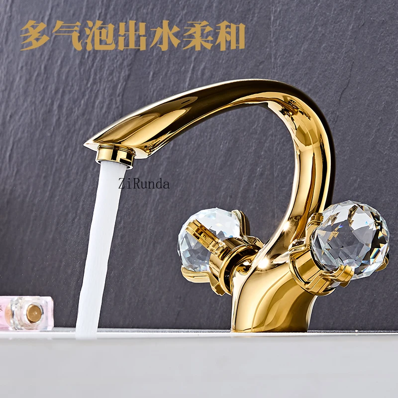 Nowa bateria umywalkowa w stylu europejskim, umywalka łazienkowa, szafka łazienkowa z podwójnym uchwytem, regulacja ciepłej i zimnej wody, cała z miedzi.