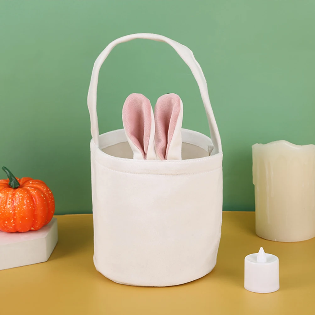 

2Pcs Rabbit Easter Bunny Ear Gift Bags H for Eggs Treats Cloth Reusable Party Favor Bag Pink White Ears Easter