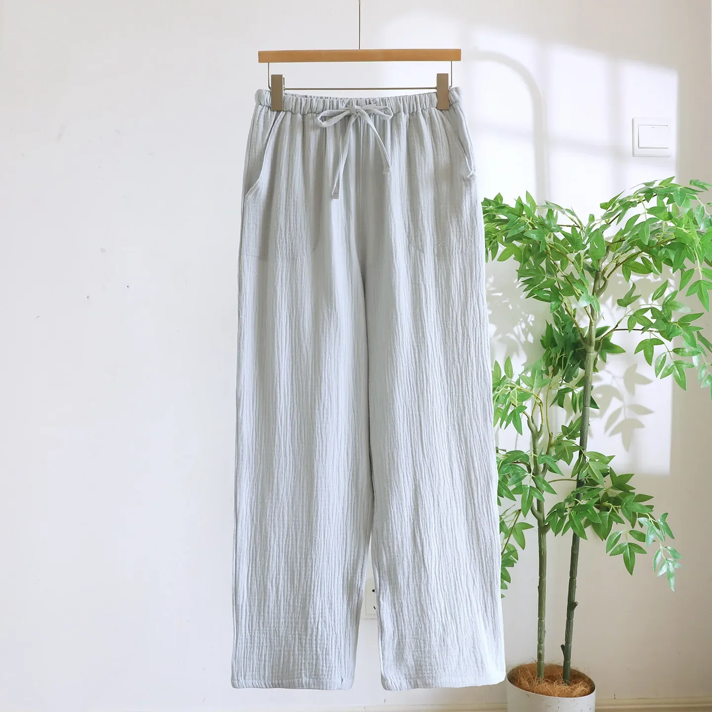 

Women's Cotton Solid Color Sleeping Pants for Spring and Autumn Mesh Soft and Breathable Pijama Pants for Ladies Homewear