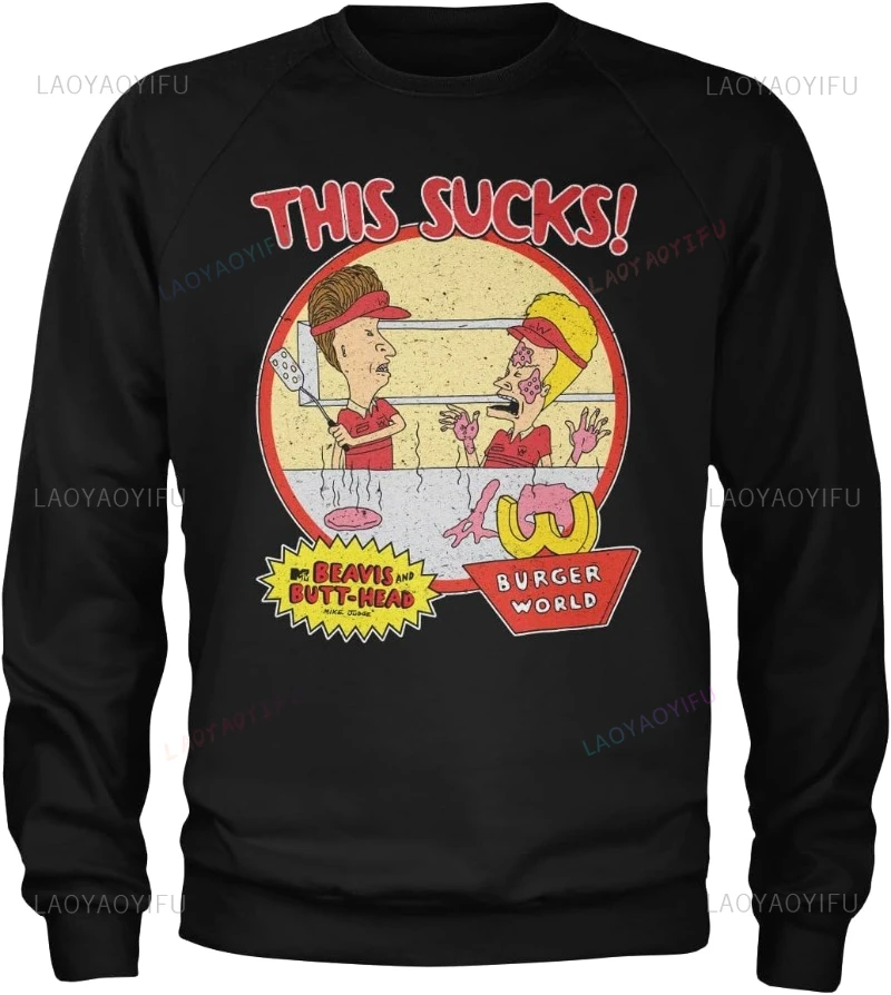 سترة Beavis and Butt-Head مرخصة رسميًا بقلنسوة ملحمية Beavis and Butthead ملابس مضحكة قميص حراري برسومات جرافيك
