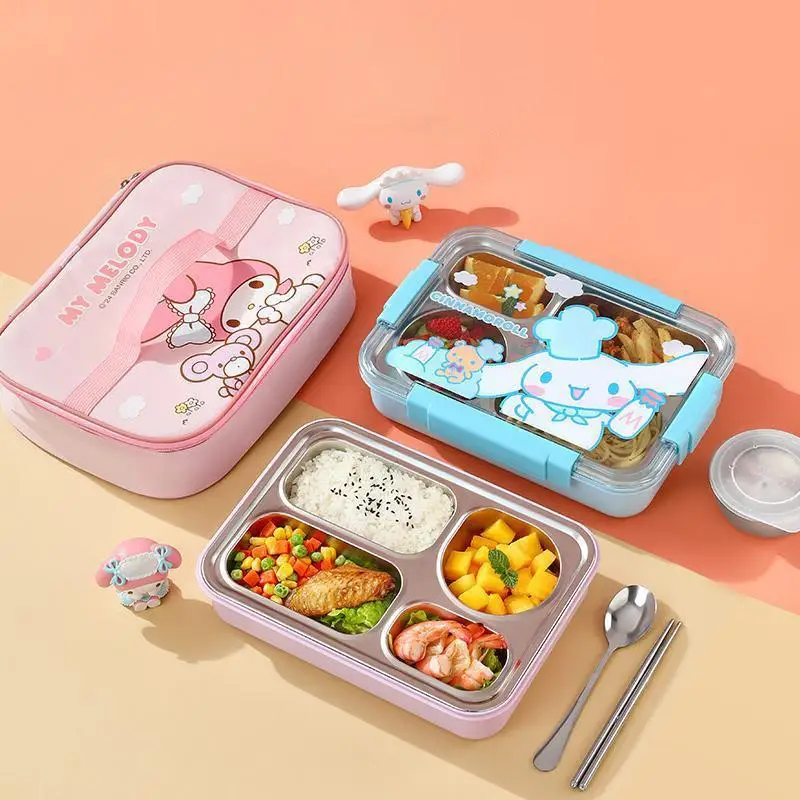 

Cartoon Sanrio My Melody Cinnamoroll Lunch Box Kawaii Large Capacity 304 Material Heat Preservation Separate Student Bento Box