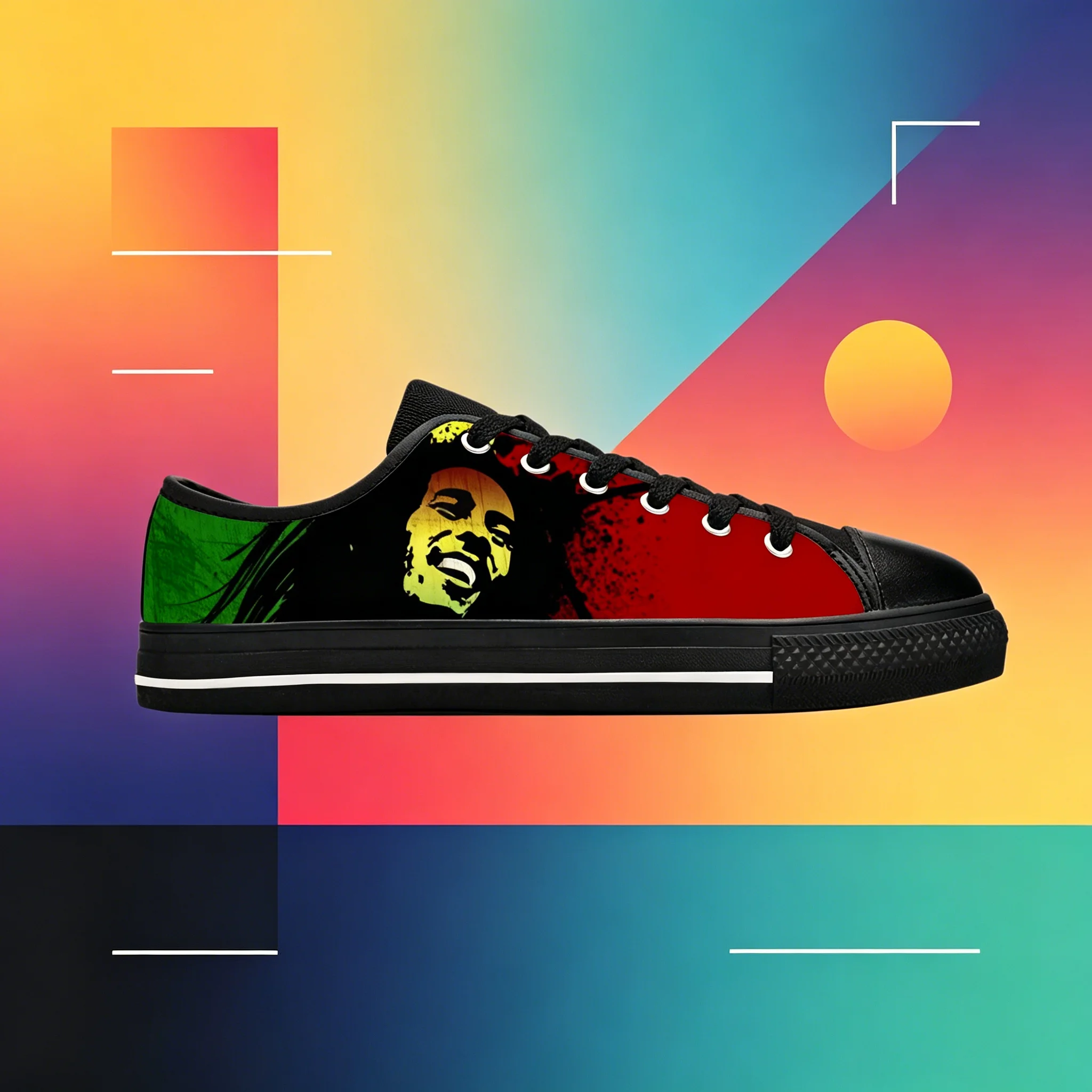 

Bob Marley Vintage Retro Art Low Top Canvas Shoes Unisex Fashion Comfortable Custom Footwear