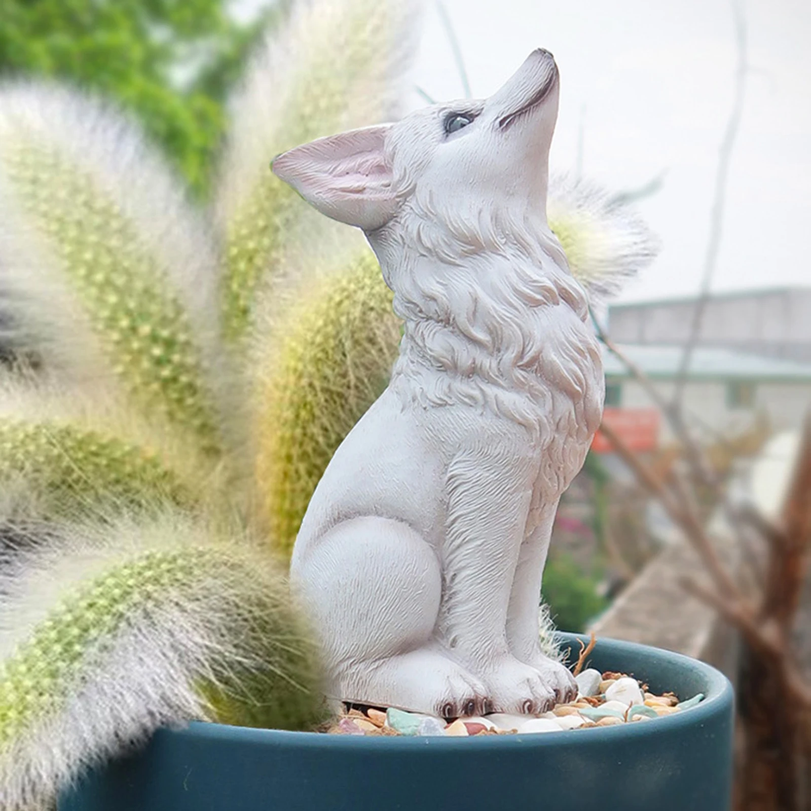 تمثال ثعلبي راتينج ، ديكور مناظر طبيعية قابل للجمع ، شكل لعبة حيوان ، زينة داخلية ، ديكور حديقة