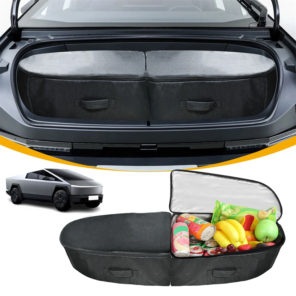 2pcs Front Trunk Oxford Insulation Cooler Storage Bag for Tesla Cybertruck 2024 Waterproof Organizer Stowing Tidying Accessories