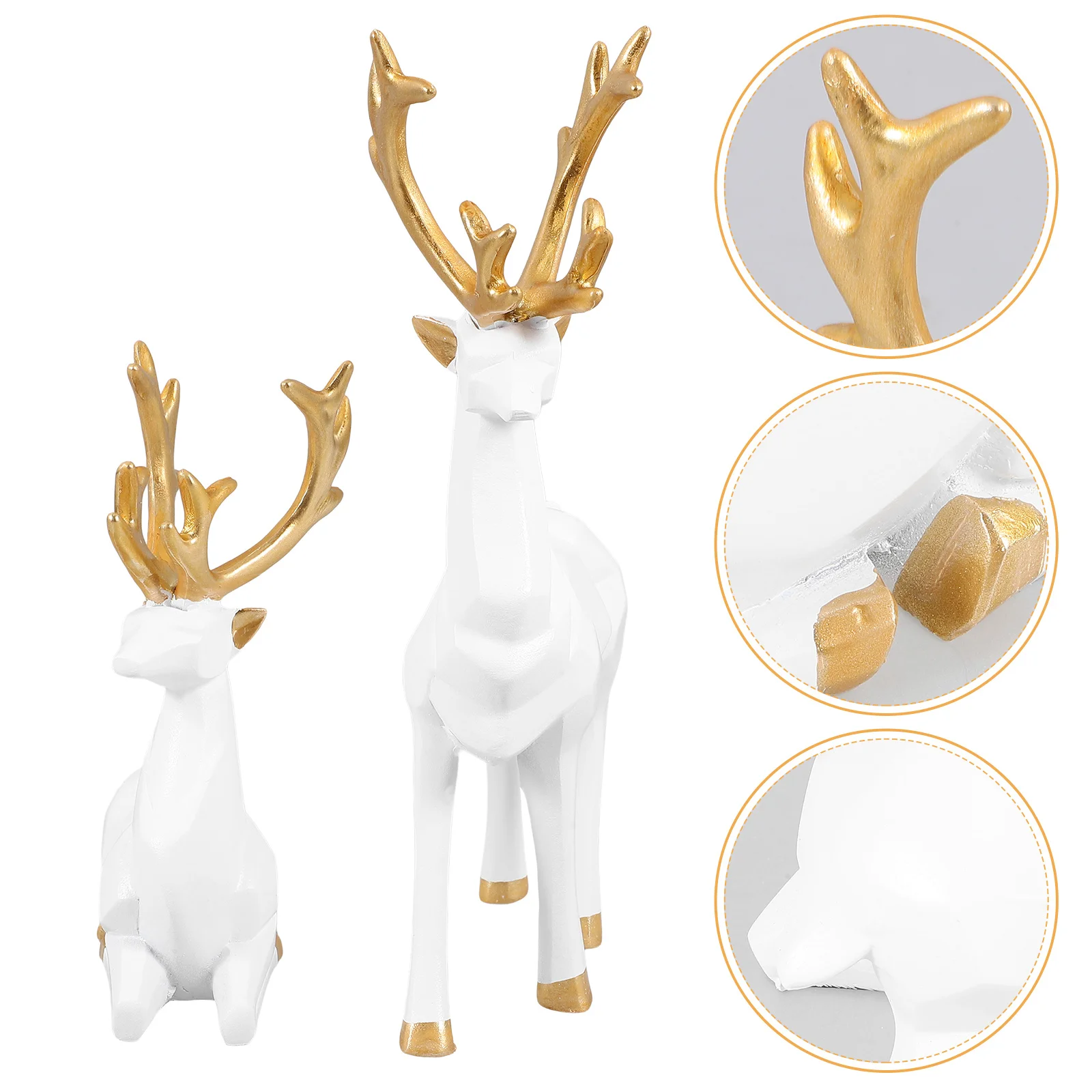 

2Pcs 3D Geometric Reindeer Statuettes Medium Elk Indoor Decor Xmas Holiday Deer Statue Tabletop Decoration