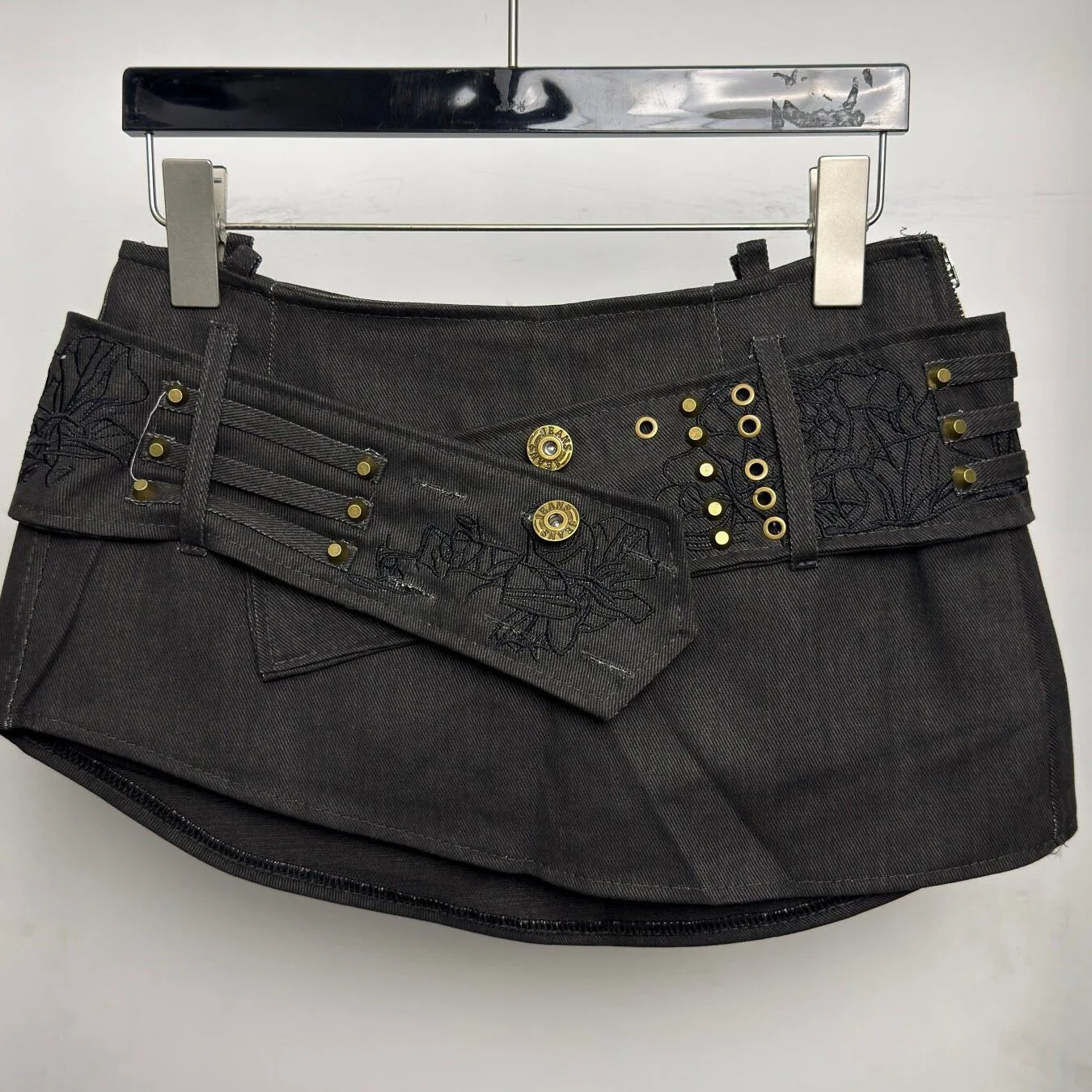 American Retro Low Waist Tooling Short Skirt Women Summer New Spice Girl Embroidered Rivet Y2k Skirt