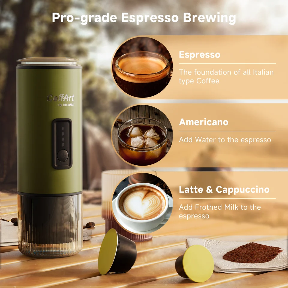BioloMix Portable 3-in-1 Coffee Maker USB/12V Travel Espresso