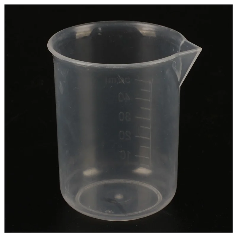 WORTHOWN – 10 Stück 50 ml Labor-Messbecher für Wasser und Flüssigkeiten aus Kunststoff, transparent