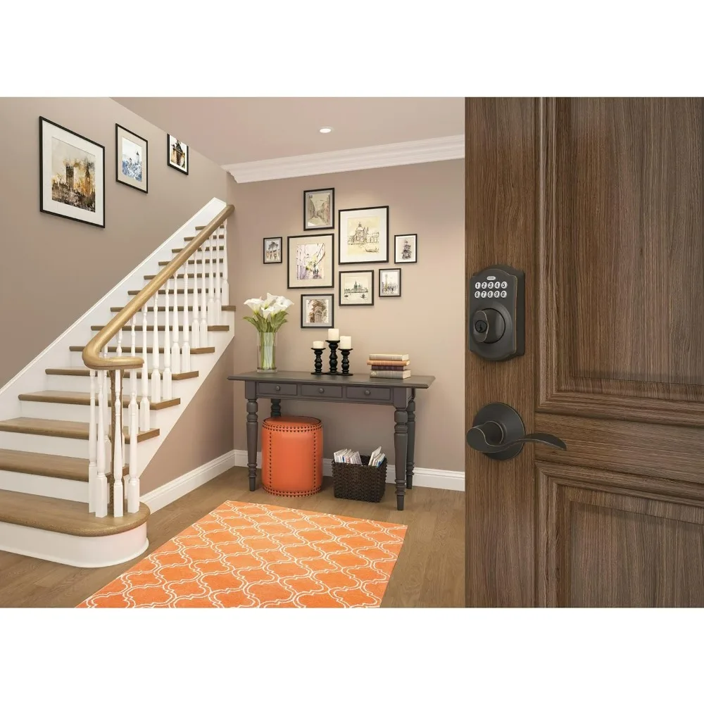 BE365 V CAM 716 Camelot Touchscreen Deadbolt، قفل دخول بدون مفتاح بلمسة نهائية برونزية قديمة #3