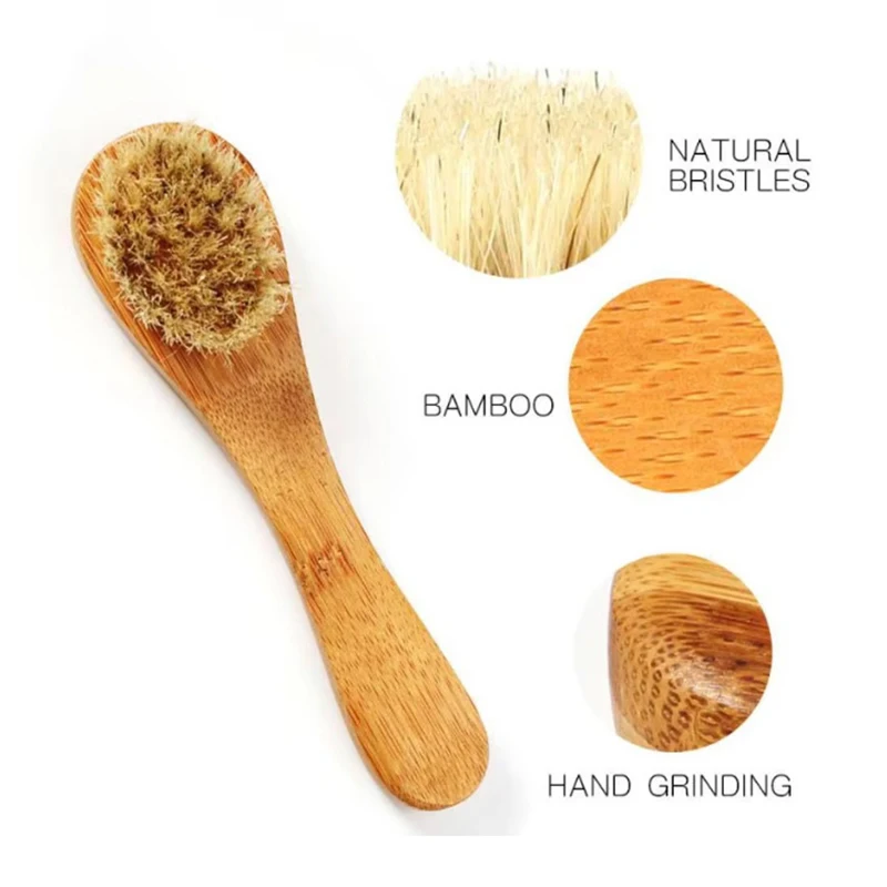 Setole naturali per spazzole per il viso Spazzole esfolianti per il viso Donna in legno Uomo Cura della pelle Spazzola per il corpo Massaggiatore Scrubber Strumenti