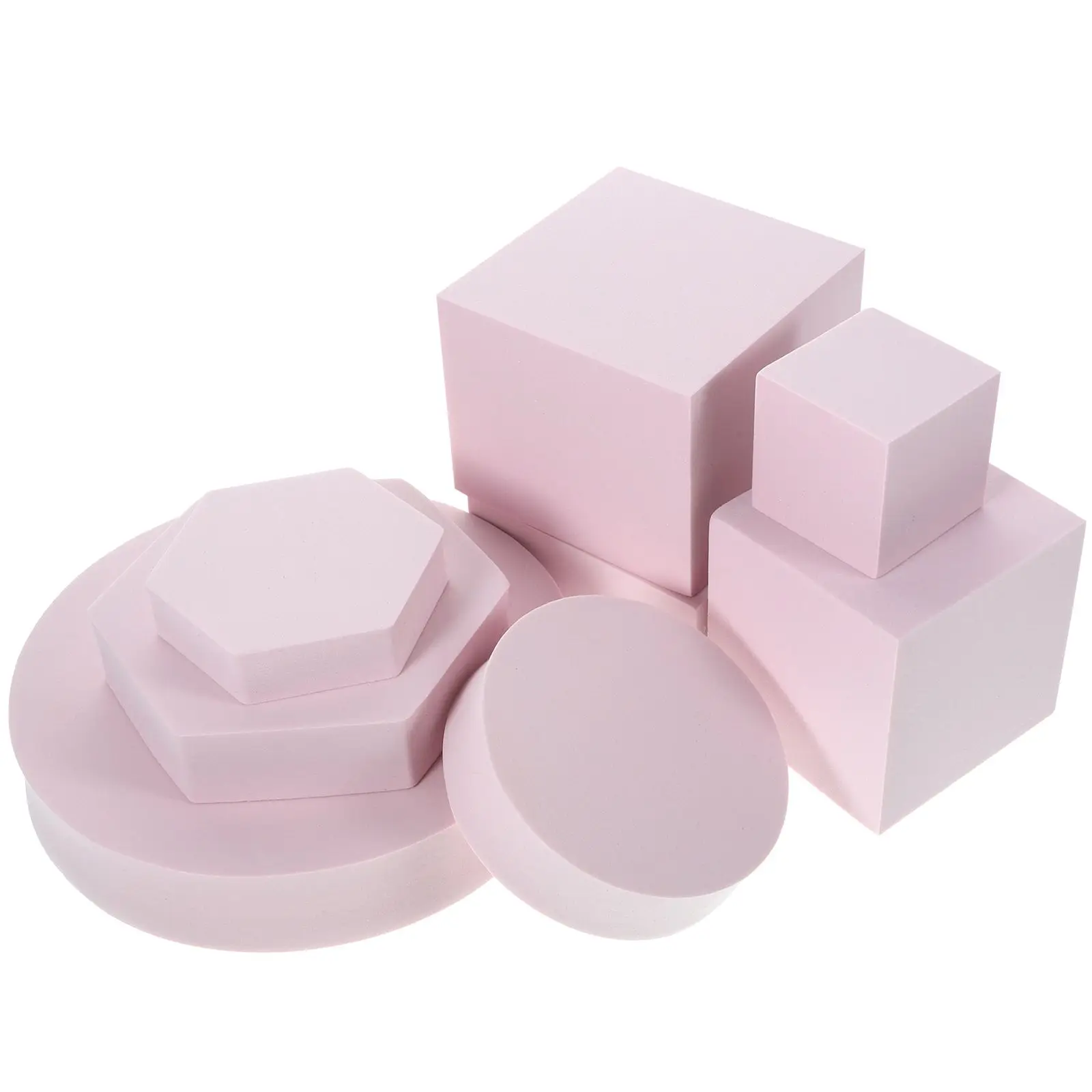 

8 Pcs Pink Geometric Ornament Set Photo Props Small Table Decorative Spheres Jewelry Makeup Cosmetics Cube Prop
