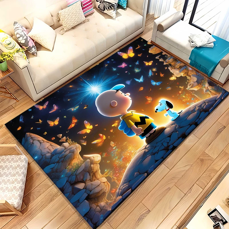 

Милый коврик с мультяшным Снупи для гостиной, нескользящий, мягкий, для спальни, детской игровой комнаты, дивана, домашнего декора, придверный коврик, подарок