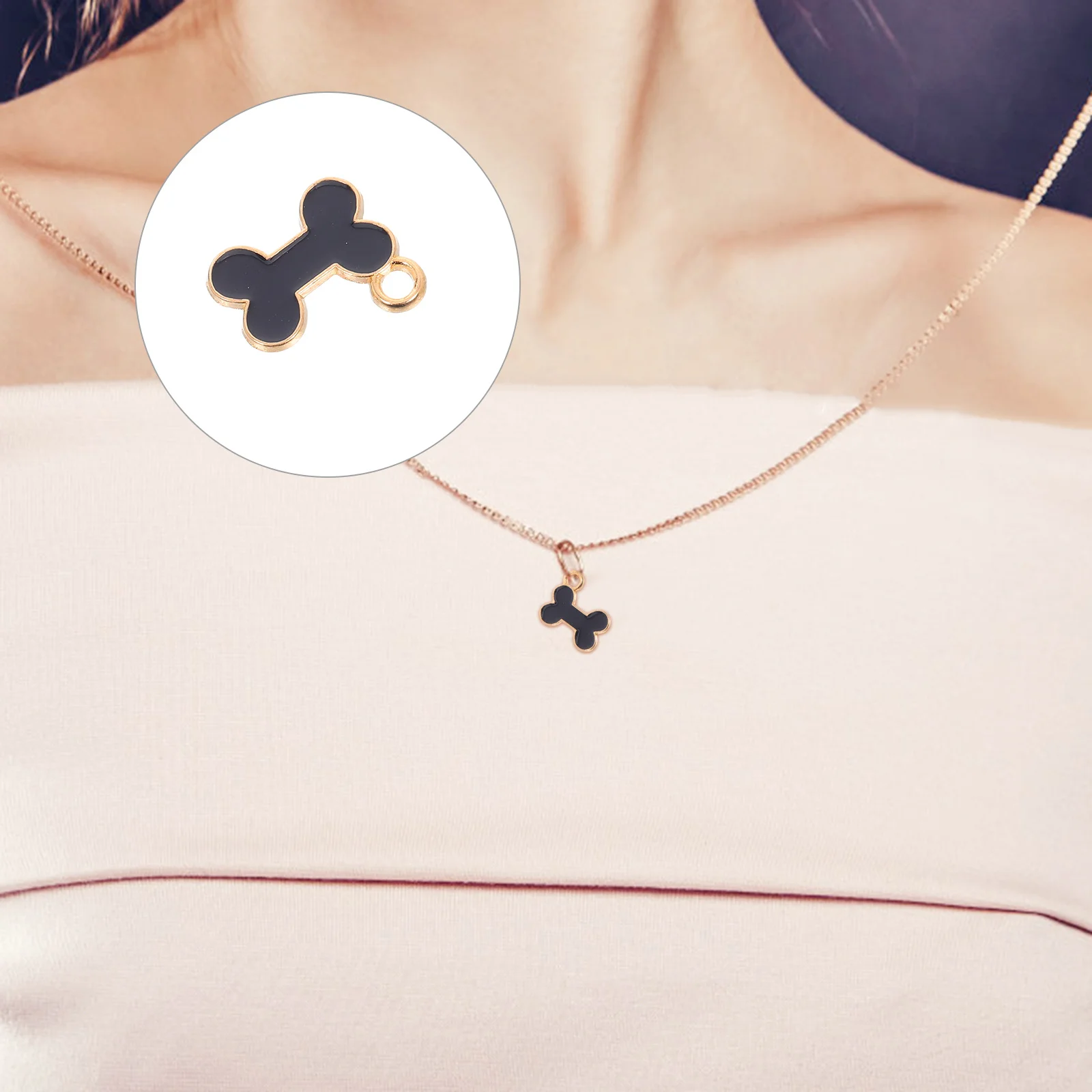 

50Pcs Dog Bone Alloy Enamel Pendant Charms for DIY Jewelry Pet Necklace Keychain Animal Bone Pendant Dog Pendants