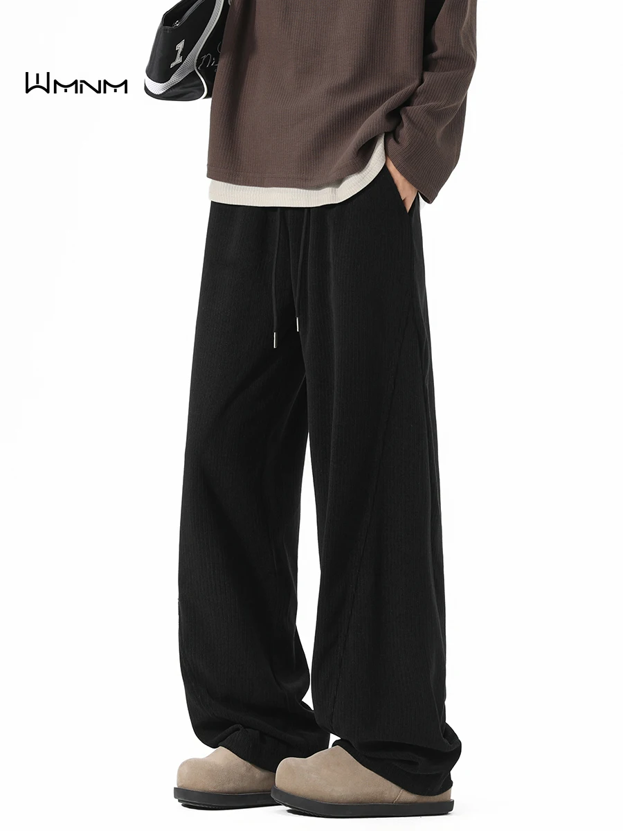

American Retro Splicing Straight Leg Casual Pants Men's Autumn Cleanfit Drape Loose Wide Leg Long Trousers Comfortable Fit