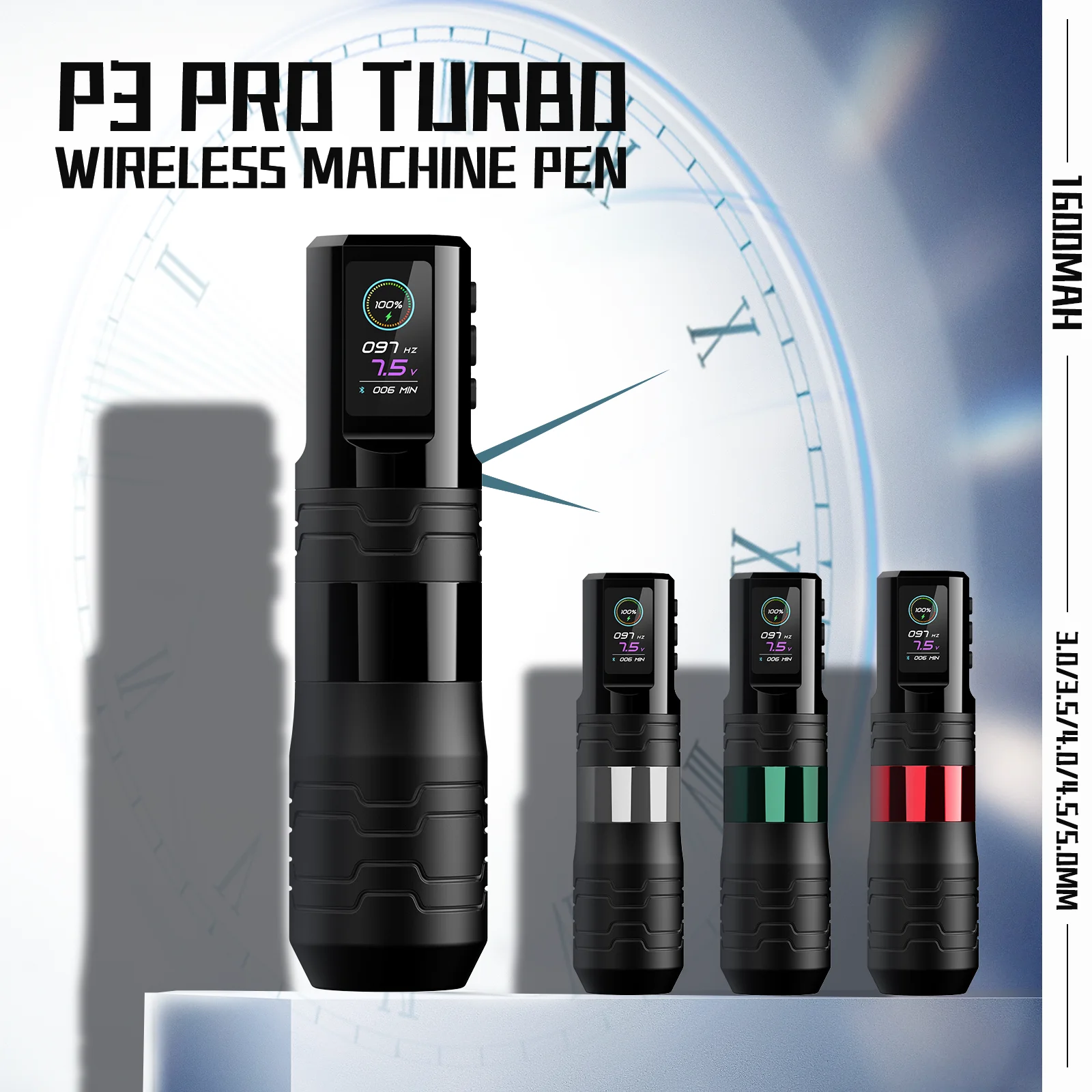 EZ P3 Pro Turbo Wireless Battery Tattoo Pen Machine Adjustable Stroke  Rotary  Tattoo Pen OLED Digital Display  Portable Power