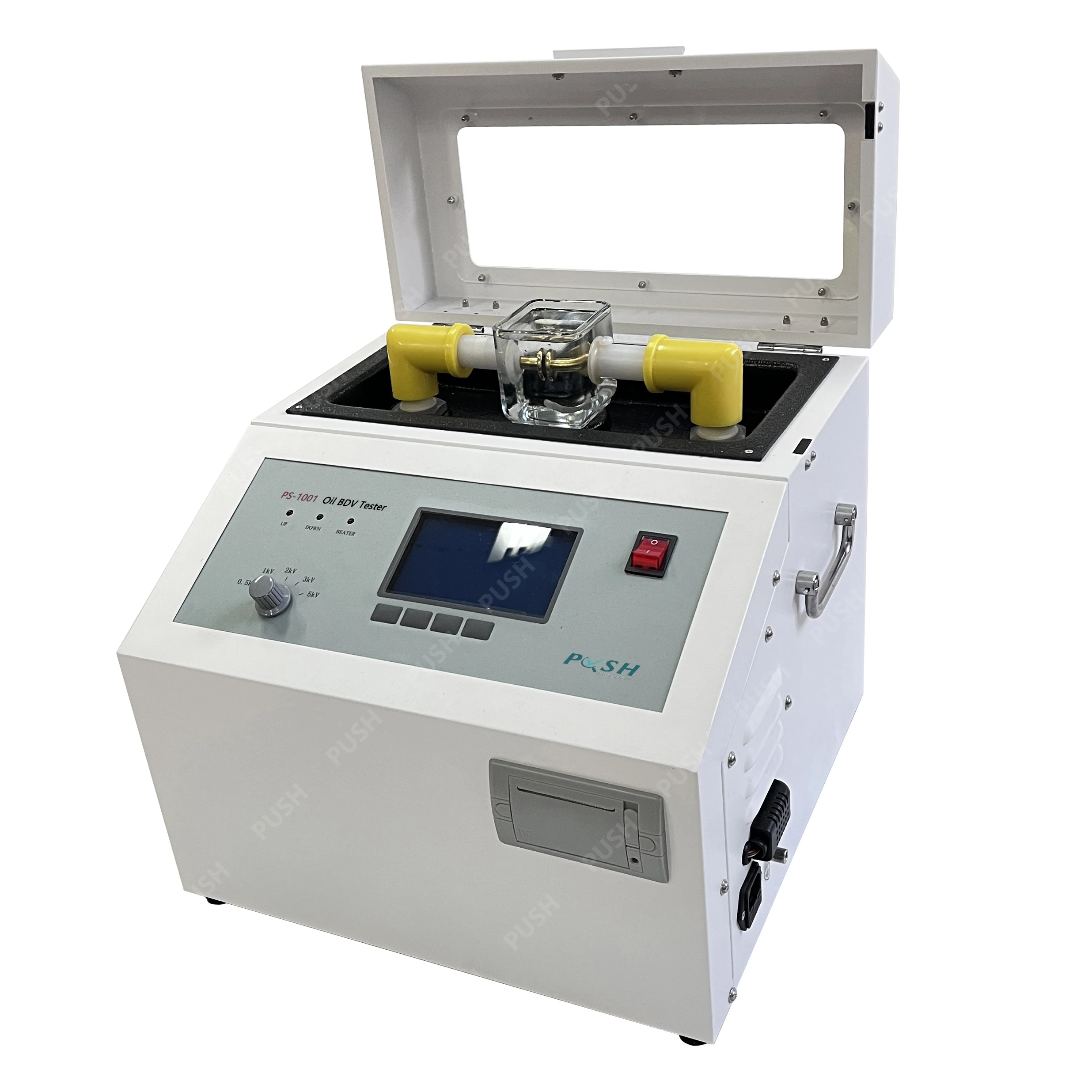 PUSH 전기 ASTM D1816 ASTM D877 오일 BDV 테스터 오일 절연 파괴 전압 시험기
