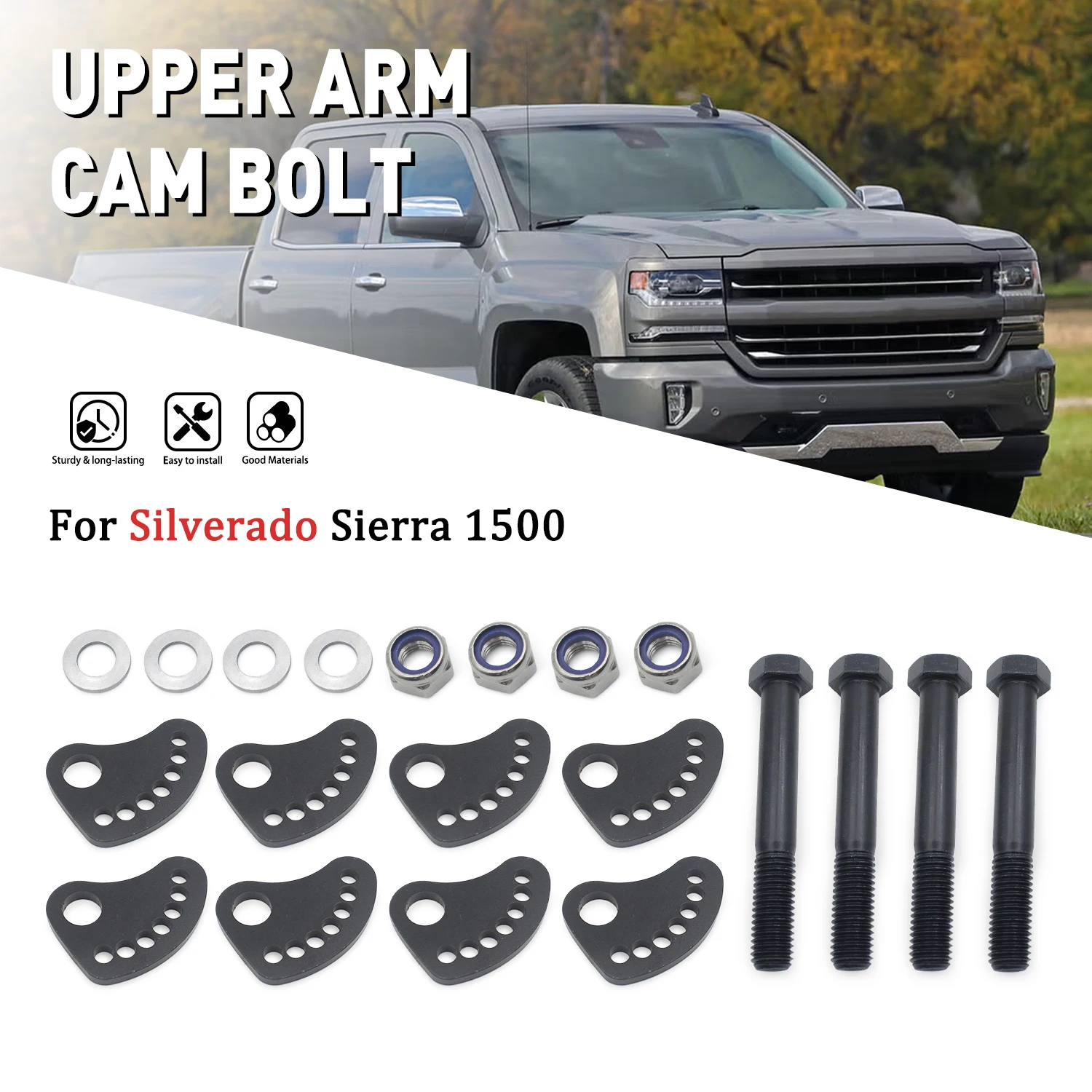 Camber Lock Upper Arm Cam Bolt Kit Parts For Silverado Sierra 1500 2500 3500 1999‑2015 2016 2017 2018 2019