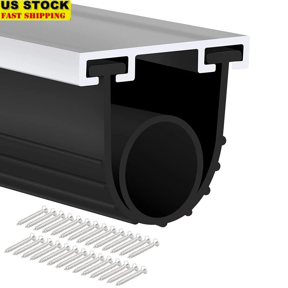 Universal Garage Door Bottom Seal Kit with Aluminum Track Retainer Base Heavy Duty Rubber O Ring Design Weatherproof Seal Strip