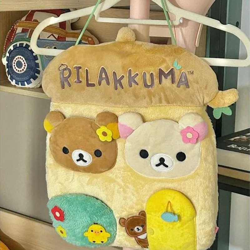 New Kawaii Cute Rilakkuma Storage Bag Storage, Hanging Bags Organizing Wall Hanging Cartoon Wall Storage Bag Gift For Girls