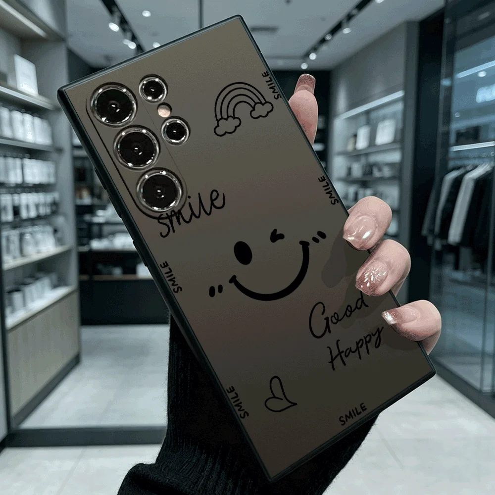 Doodle Smile Rainbow Print Shockproof Soft TPU Back Case For Samsung S22 S23 S24 S25 S26 Ultra A16 A35 A55 Anti Drop Cover
