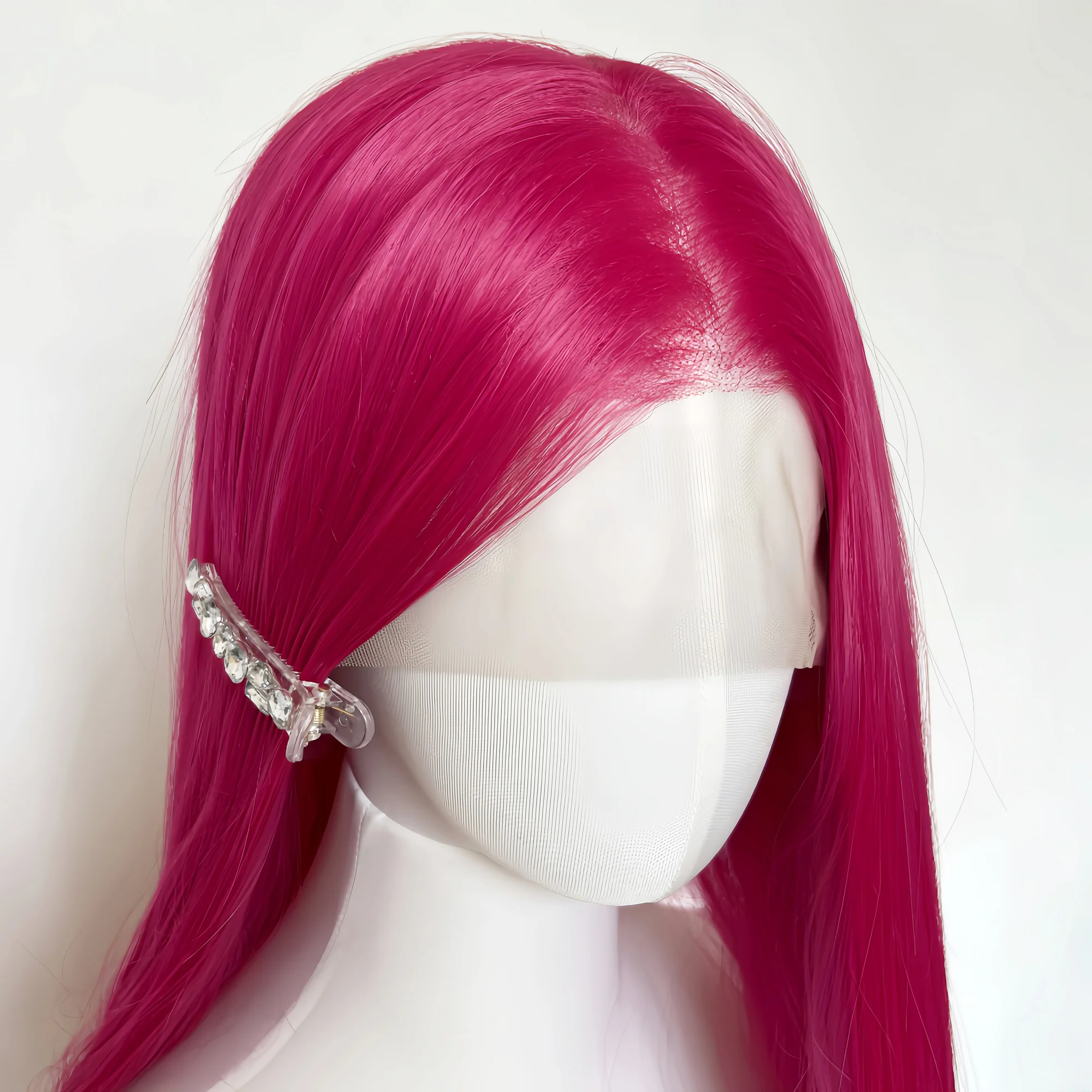 النيون الأحمر الباروكات 13 × 4 طويل مستقيم ارتفاع درجة الحرارة الألياف طبيعة شعري الاصطناعية الدانتيل شعر مستعار أمامي تأثيري KPop شيطان هنتر ميرا #5