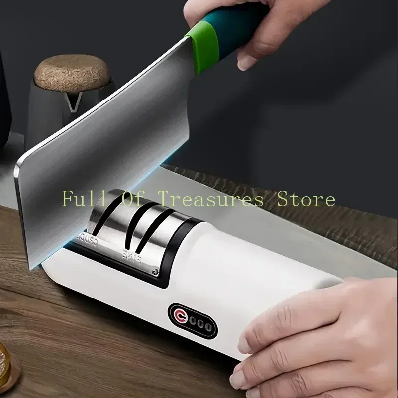 1pc Fully Automatic Electric Knife Sharpener Fast And Efficient Kitchen Gadget For Sharpening Knives Kitchen Accessories