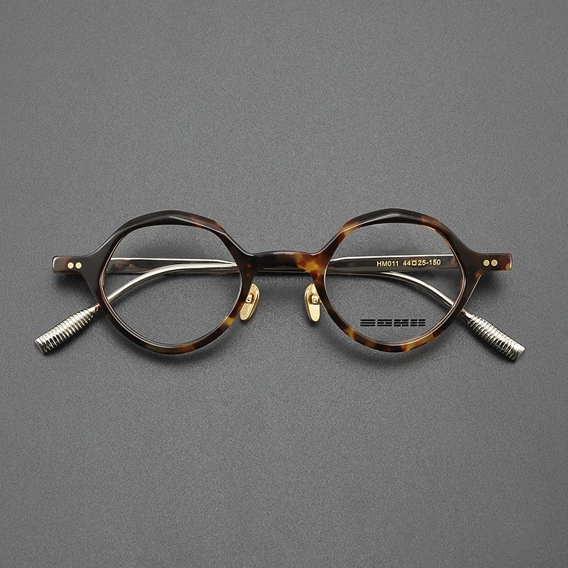 High quality celluloid frame retro irregular small round frame Japanese ultra-light titanium niche fashion casual optical glasse