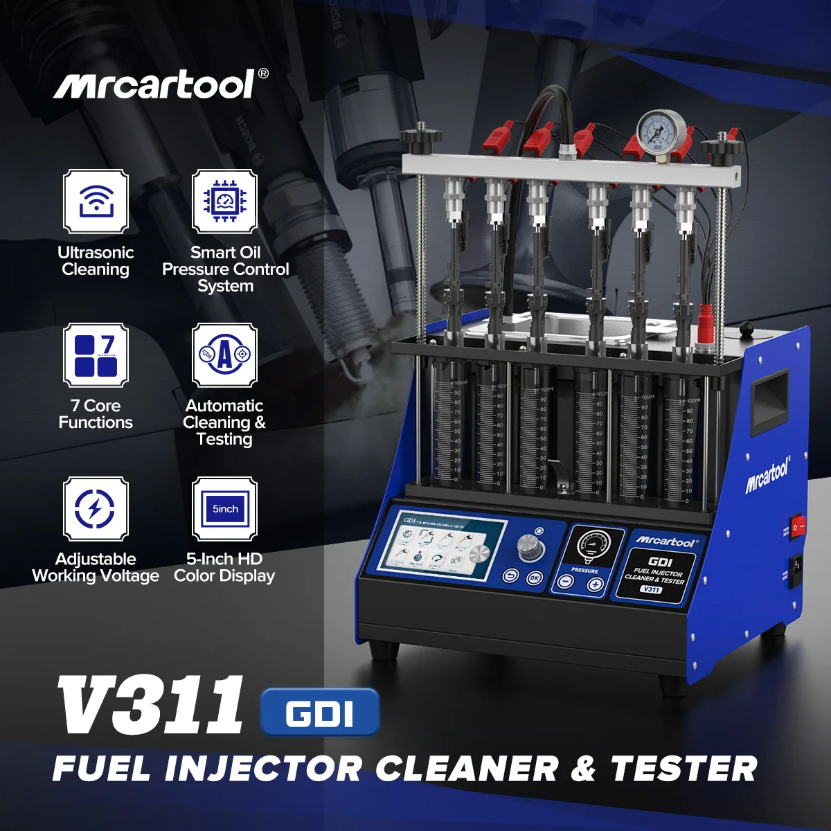 MRCARTOOL V311 GDI حاقن الوقود تستر آلة التنظيف سيارة كهرضغطية حاقن الوقود تستر 110 فولت 220 فولت تنظيف D