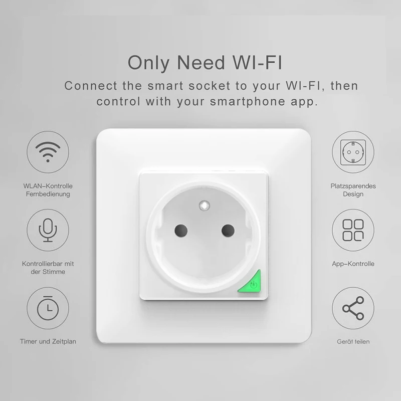 Avoir Zigbee Presa a muro intelligente Wifi Connect Spina francese Bianco 16A Controllo vocale Tuya Smart Life APP Funziona con Google Home Alexa