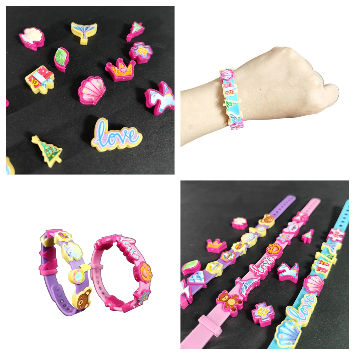 Puzzle pulseira para crianças, pulseira diy, brinquedos caseiros artesanais para menina, pai e criança interação