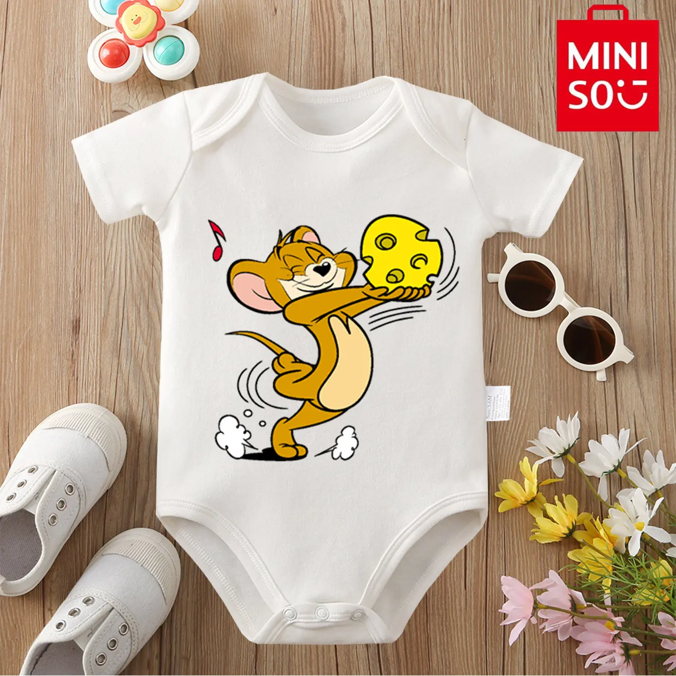 

MINISO 100% хлопок, боди Tom And Jerry, мягкая детская одежда, лучший подарок для ребенка, комбинезон для детей от 0 до 12 месяцев, милый комбинезон для новорожденных