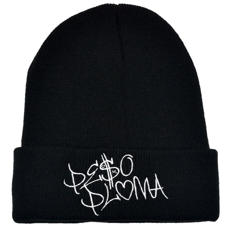 Fashion Autumn Winter Peso Pluma Embroidered Knitted Hat Hip hop Beanie Hat  Keep Warm & Look Cool For Men & Women