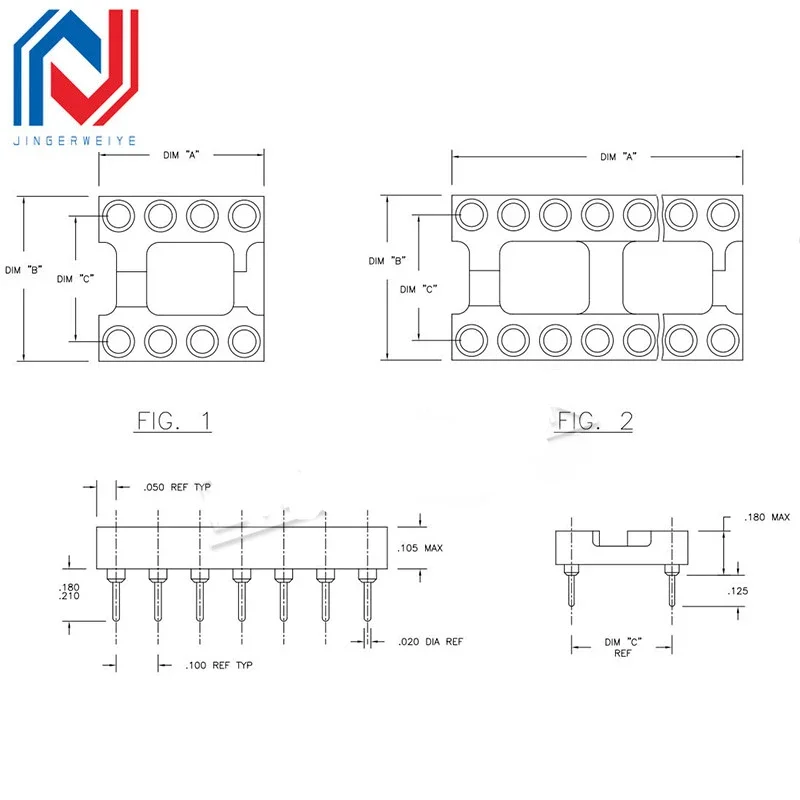 IC Sockets DIP8 DIP14 DIP16 DIP18 DIP20 DIP28 DIP40 Pins Round Hole 2.54 PCB Connector DIP Socket 6 8 14 16 18 20 28 32 40 pin
